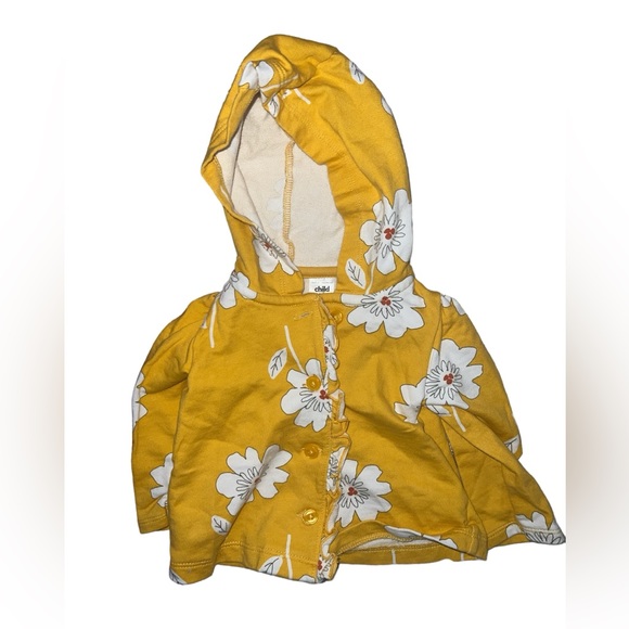 CARTERS | 3 PIECE MATCHING FLORAL BUTTON UP HOODIE POLKA DOT RUFFLE OUTFIT 6-9 M - Picture 2 of 8